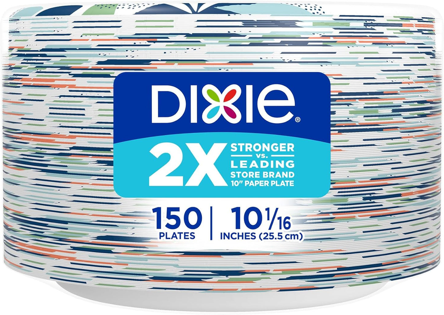 Dixie Large Paper Plates, 10 Inch, 150 Count, 2X Stronger*, Microwave-