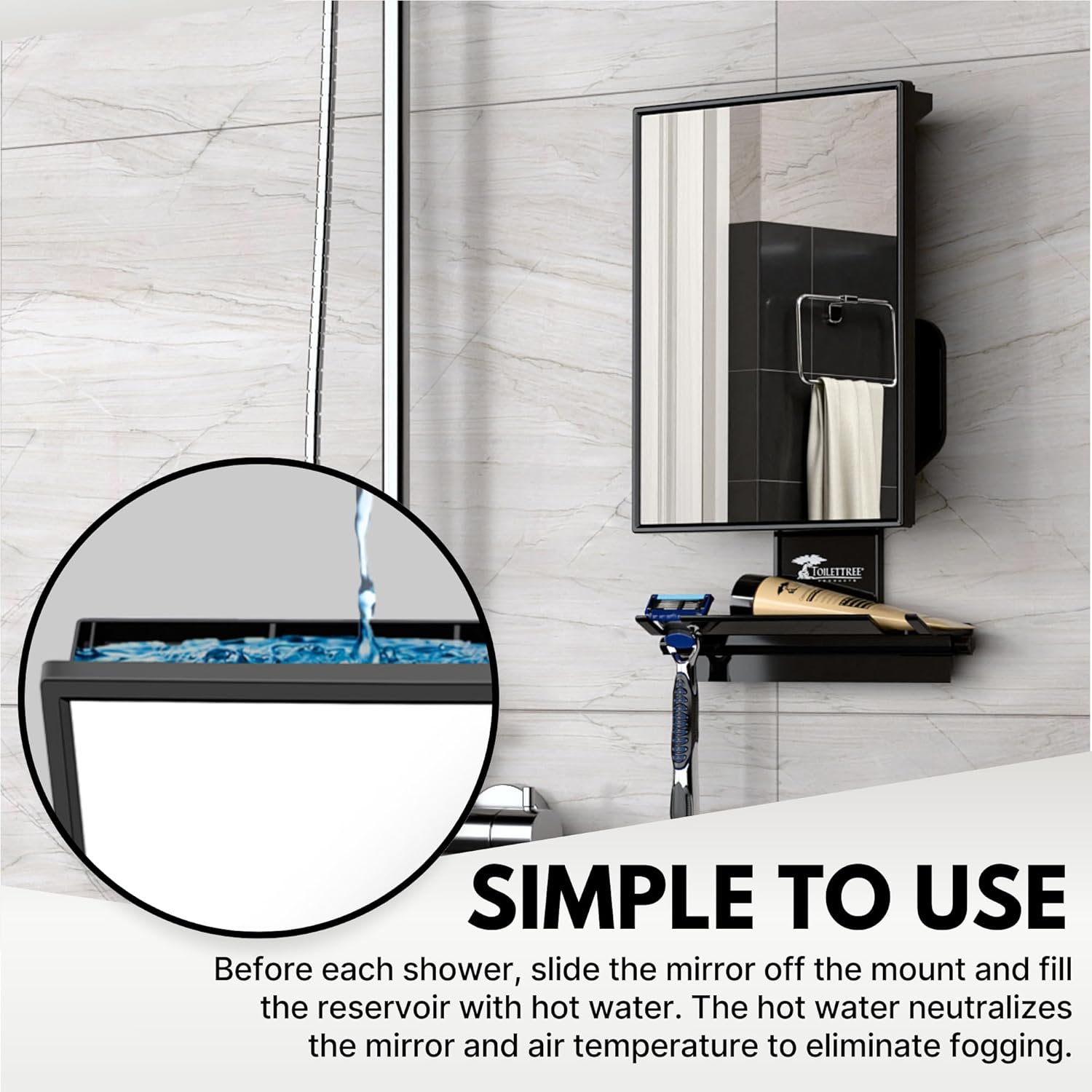 ToiletTree Products Fogless Shower Mirror - Anti-Fog Mirror - Adjustab