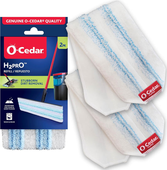 O-Cedar Genuine H2prO Mop Pad Replacement (2-Pack) | Microfiber Refill