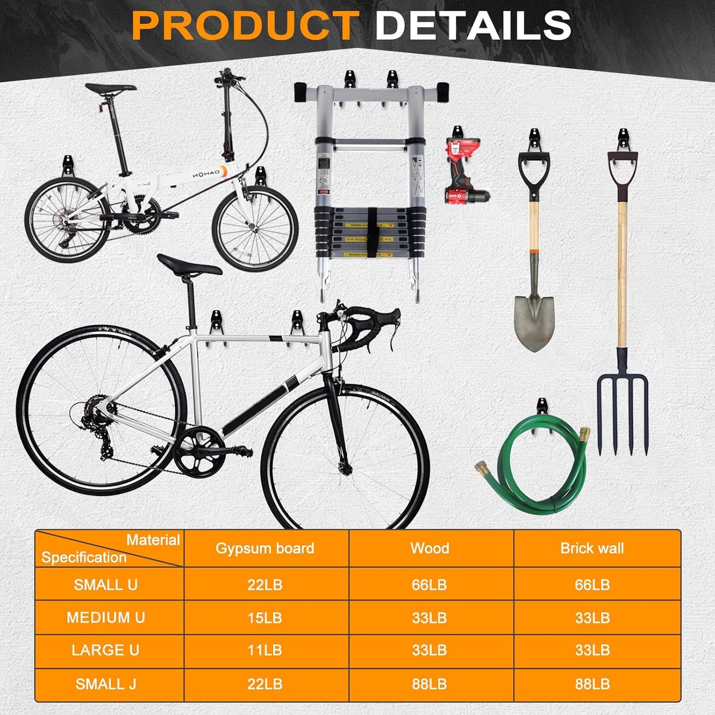 NEO-TEC Garage Hook,Heavy Duty Garage Tool Holder Hooks, 12 Pack Wall-Mounted Utility Storage Hooks for Hanging Bicycles, Ladders, Garden Tools,12 Pack