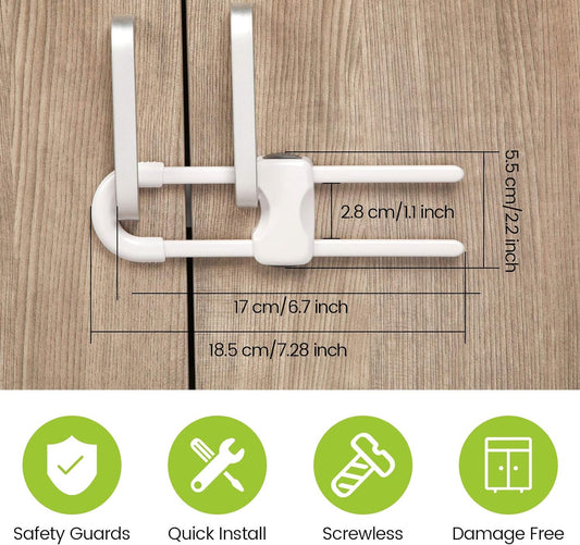 Jetec 10 Pieces Cabinet Locks for Babies, U-Shaped Proofing Drawers Sa
