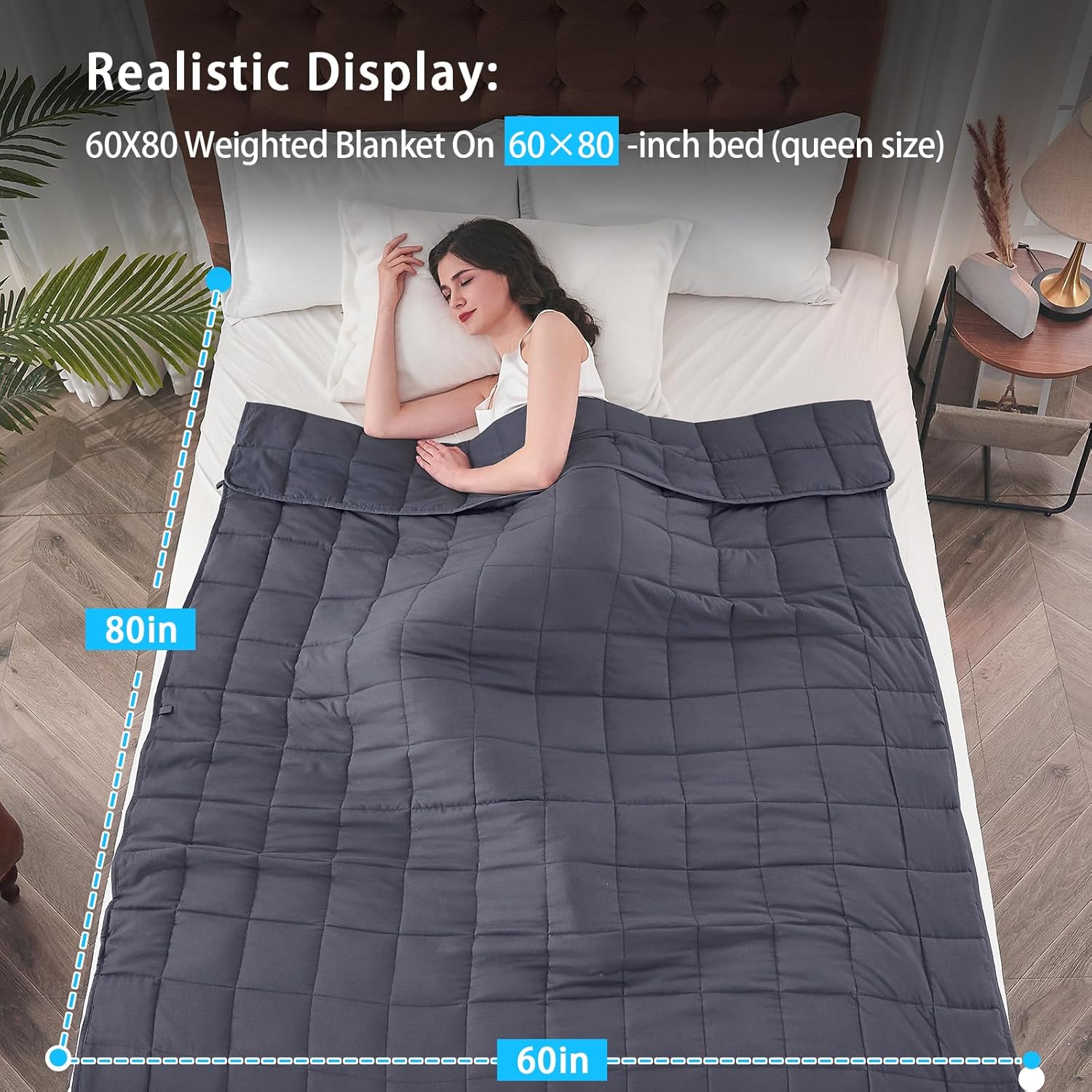 yescool Weighted Blanket for Adults (20 lbs, 60” x 80”, Grey) Cooling 