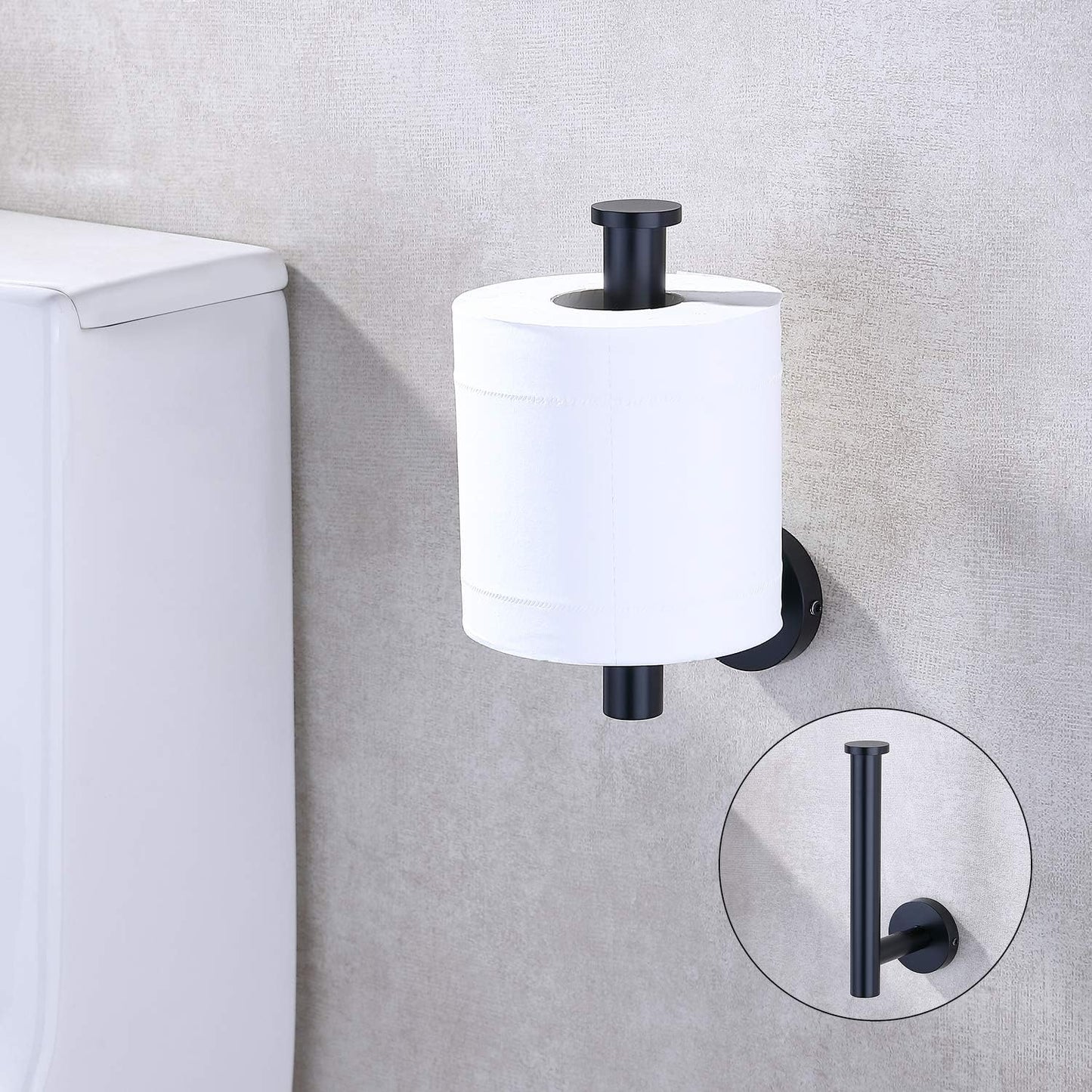 TASTOS Matte Black Toilet Paper Holder SUS304 Stainless Steel, Modern 