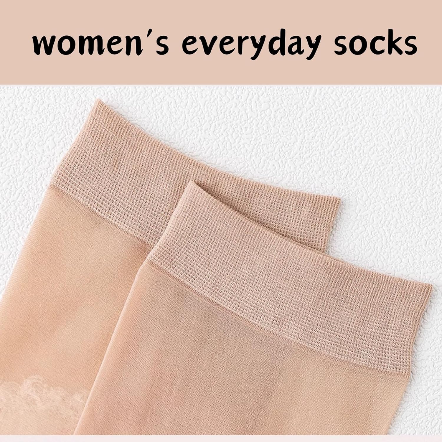 12 Pairs Nylon Socks for Women, Antil-Slip Thin Ankle High Tight Socks