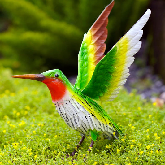 Goodeco Hummingbird Statue for Garden Decor - Handmade Metal Birds for Home & Yard with Outdoor Figurines and Decorations, Great Gifts for Women Mom and Grandma (Green)