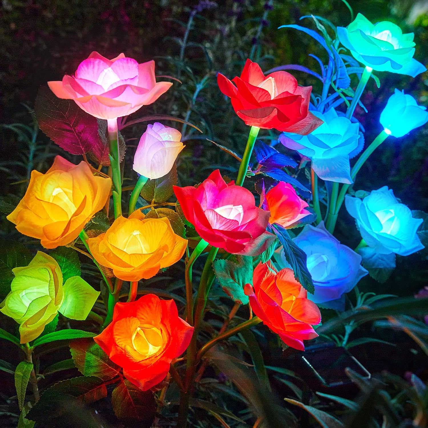 RECHOO Solar Garden Lights Outdoor Decorative, 3 Pack Solar Flower Lig