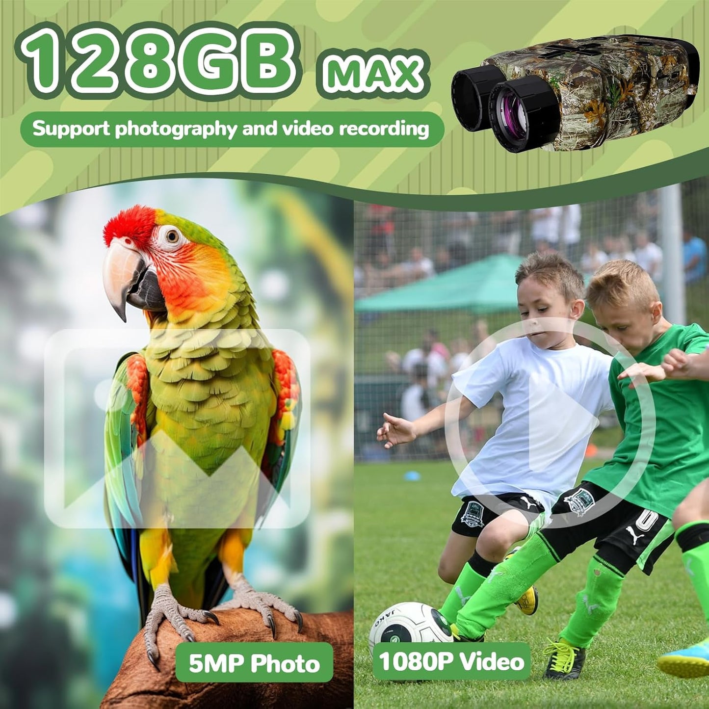 Kids Camera & Night Vision Goggles for Kids Boys and Girls, Christmas Birthday Gifts, Night Vision Binoculars with 32GB Memory Card(Camouflage)