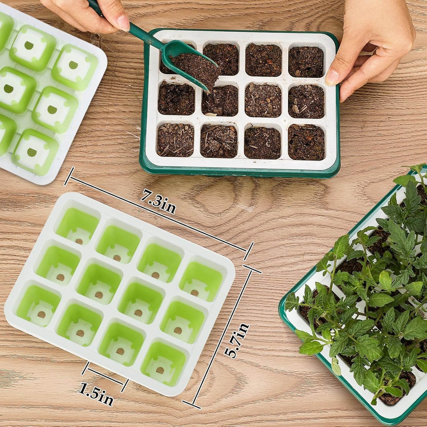 6pcs Reusable Seed Starter Kit, 72 Cells Seed Starter Trays, Silicone 