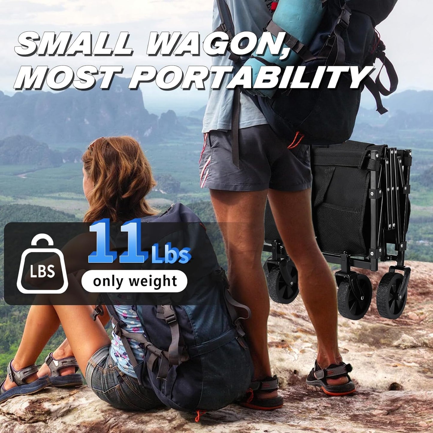 Collapsible Wagon Cart with 360lbs Weight Capacity, Lightweight Portab