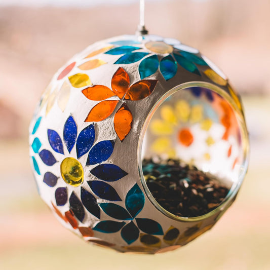 Backyard Expressions Hanging Glass Bird Feeder - Multicolor - Fly Thro