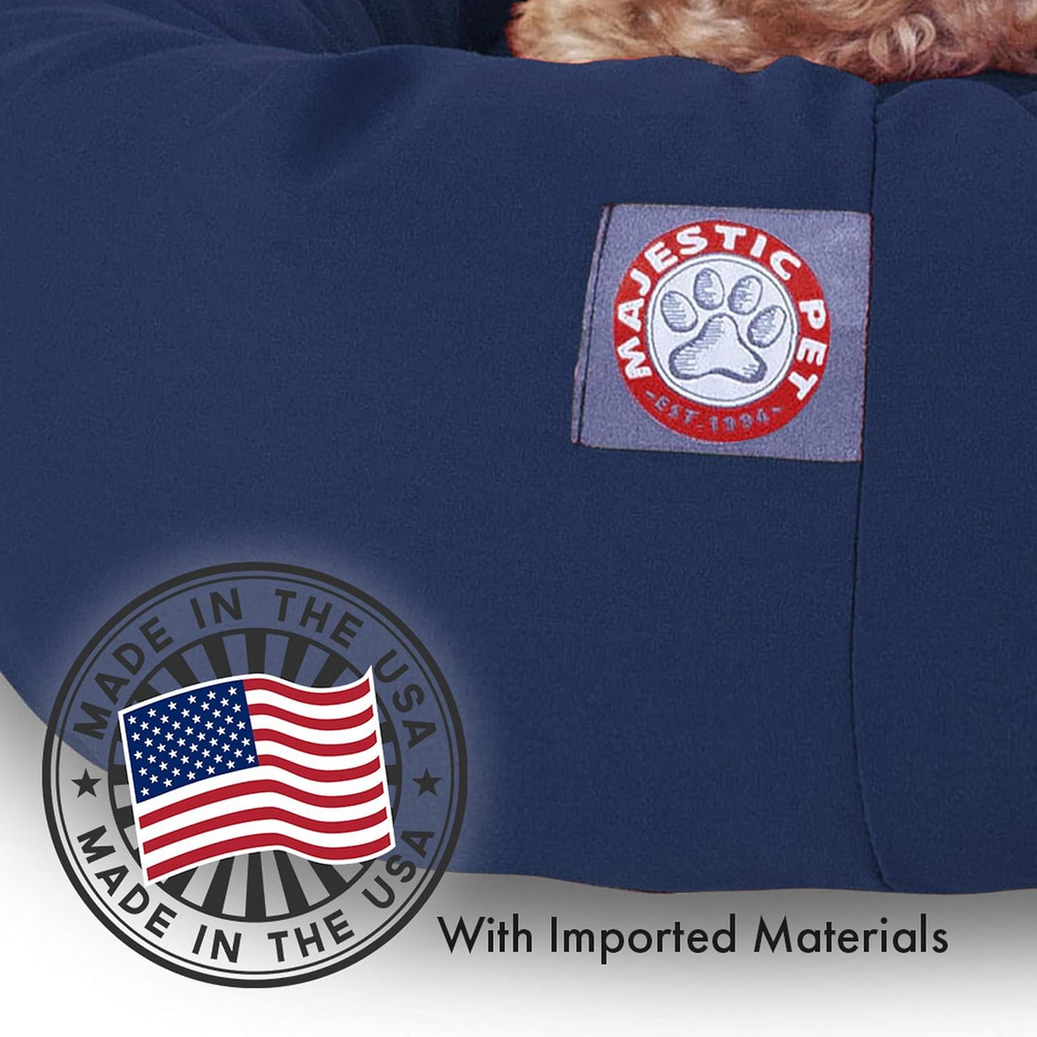 Majestic Pet 40 Inch Poly-Cotton Sherpa Calming Dog Bed Washable – Coz