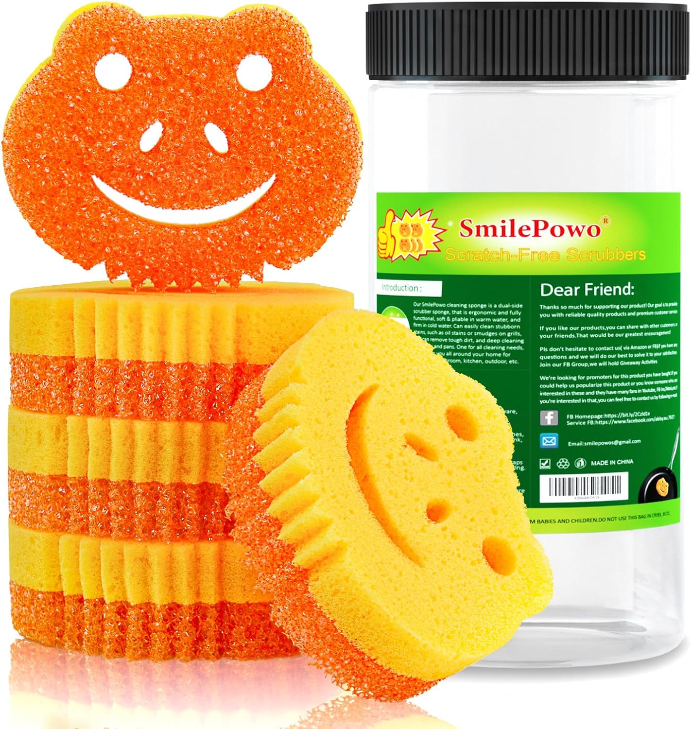 SmilePowo 5 Pack Scrub Sponge, Dual-Sided Temperature Controlled Kitch