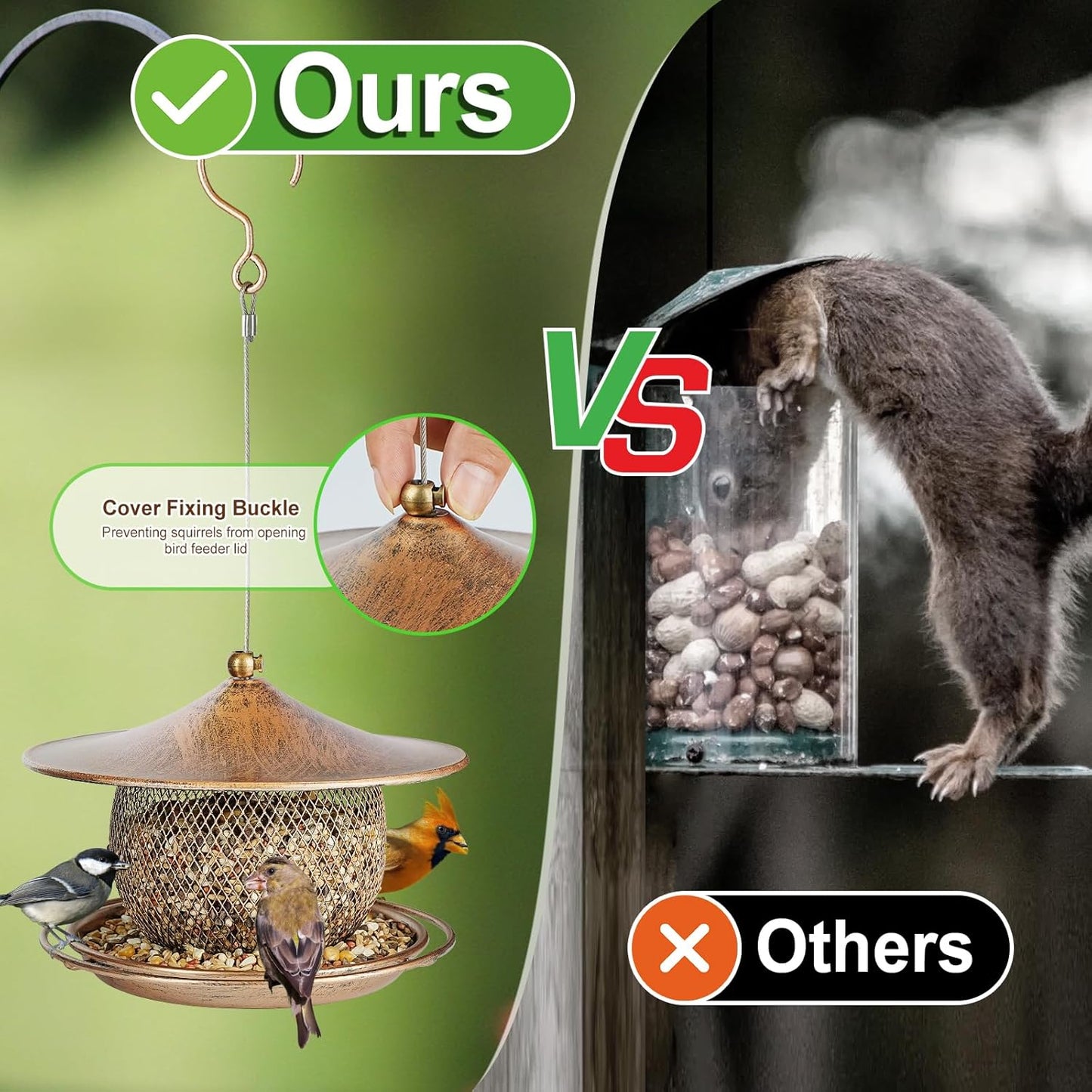 LBTING Bird Feeder for Outside, Squirrel Proof Wild Bird Feeder, Small Metal Bird Feeders for Hanging Outdoors Garden Yard, Round Lantern-Shaped