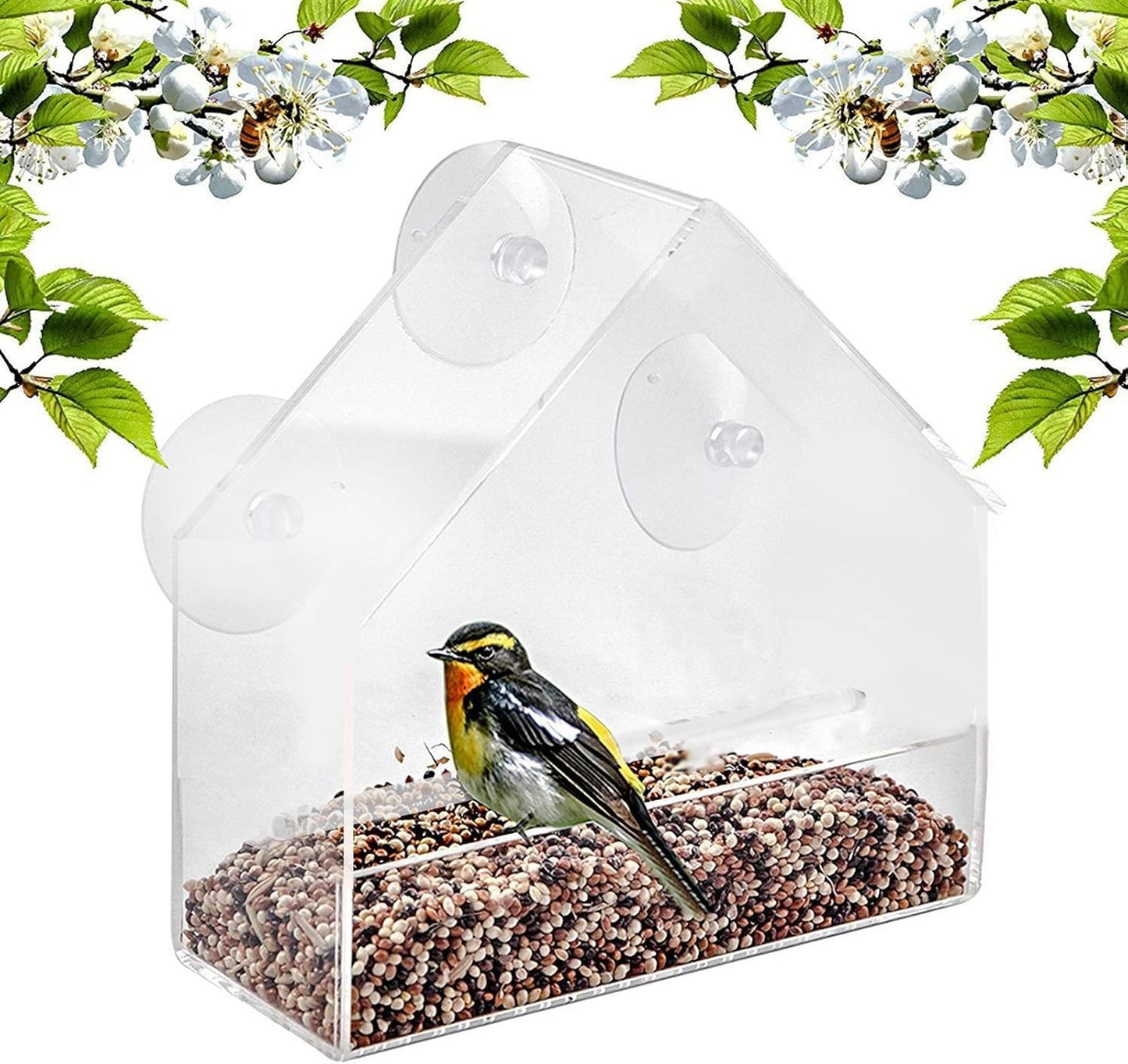 Premium PS Transparent Bird Feeder, Indoor Outdoor Hanging Bird Feeder for Small Birds, Enhance Your Bird Watching Experience