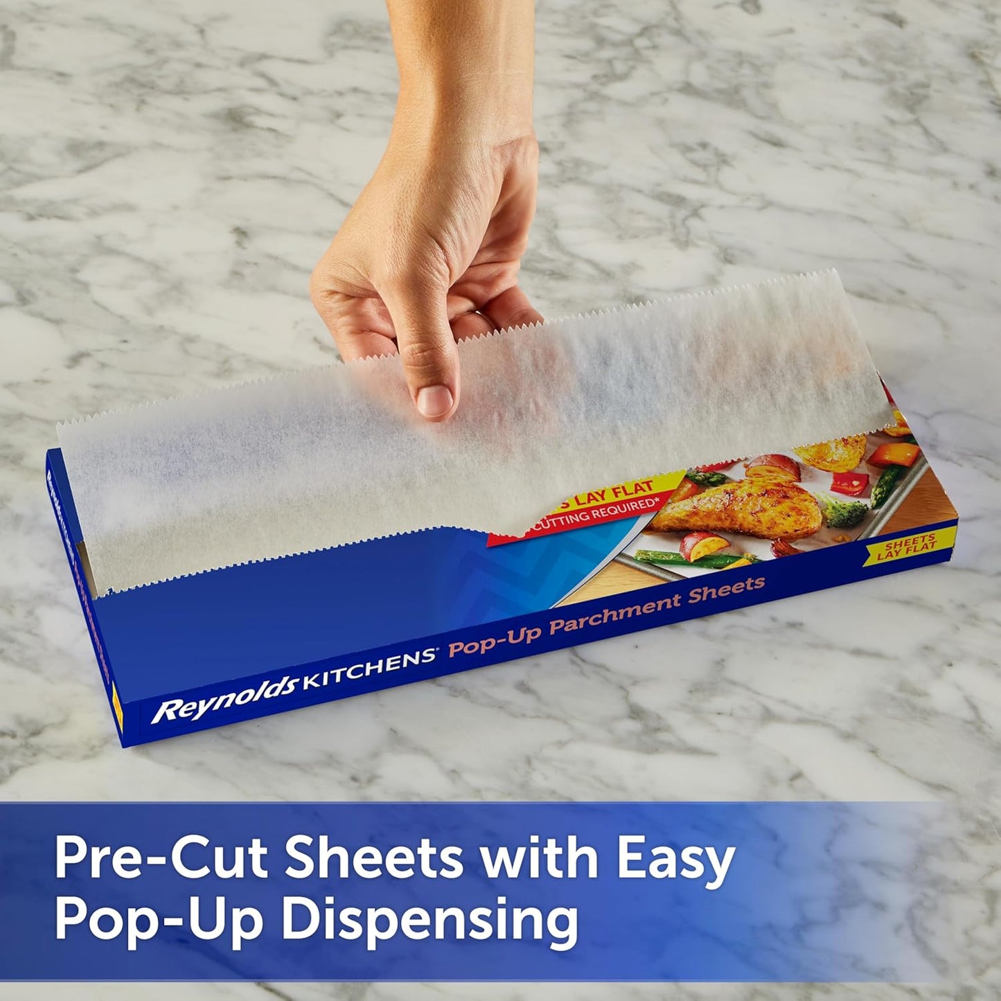 Reynolds Kitchens Pop-Up Parchment Paper Sheets, 30 Count, Fits Standard Baking Pans and Cookie Sheets, Non-Curling, Non-Stick, Pre-Cut, Oven-Safe Up to 425F, 10.75 in x 13.75 in