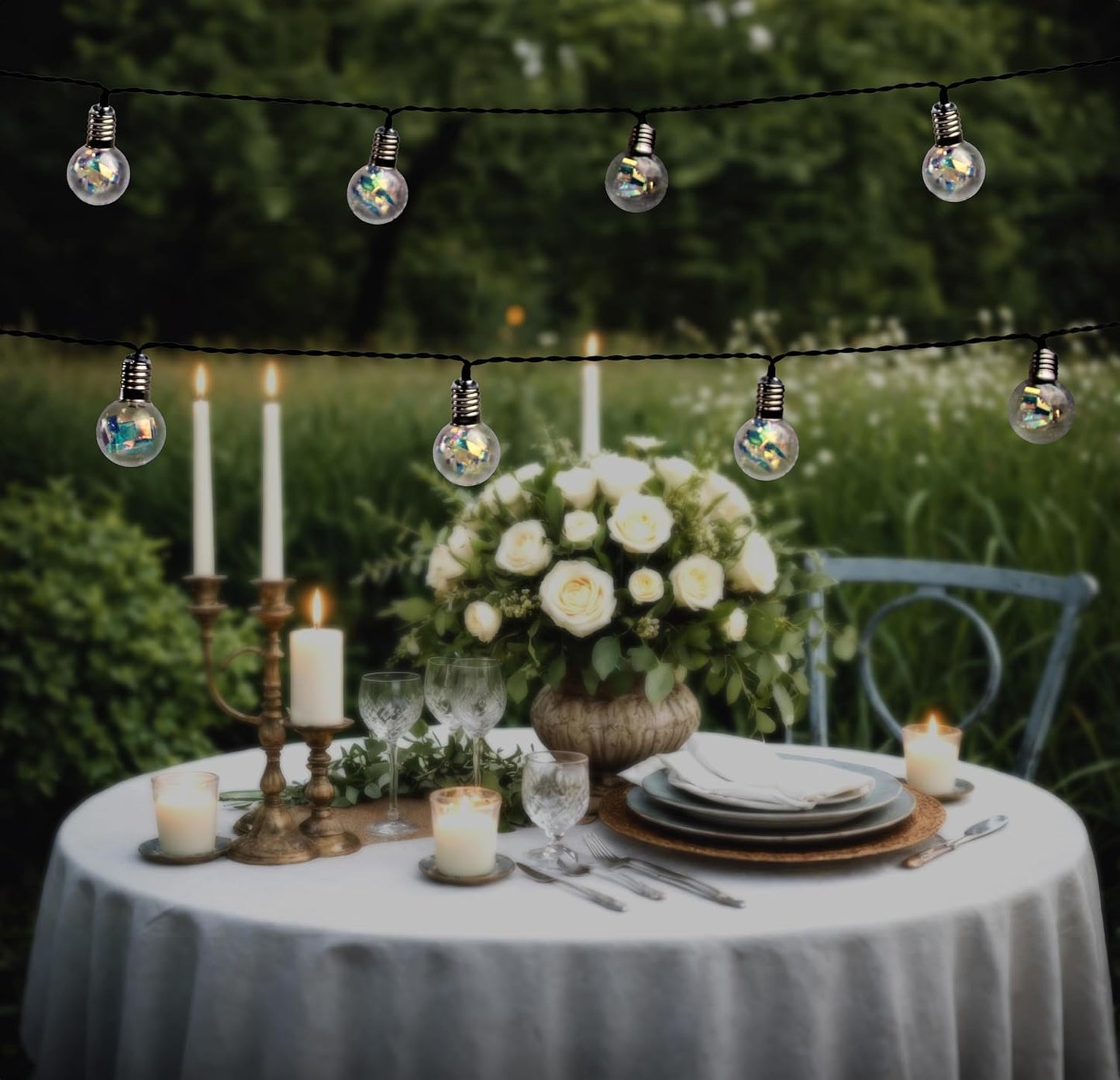 Ideaworks Solar Iridescent String Lights - 50ct Small