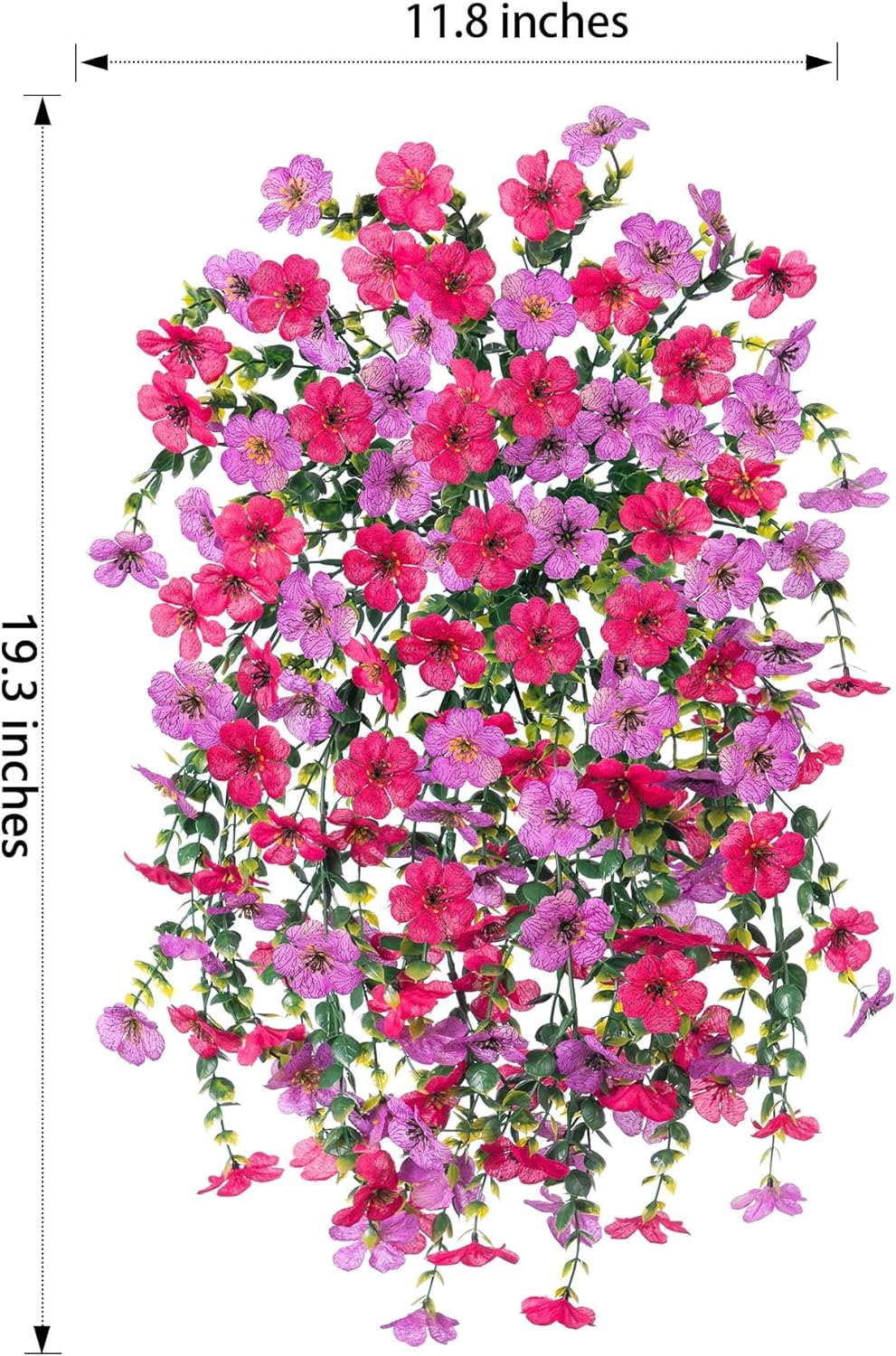 HyeFlora Artificial Flowers for Outdoors Fake Hanging Decoration, 2Pcs Purple and Hotpink Spring Decor, Realistic Plants, UV & Fading Resistant Silk Flower for Porch Patio Balcony Planter Yard