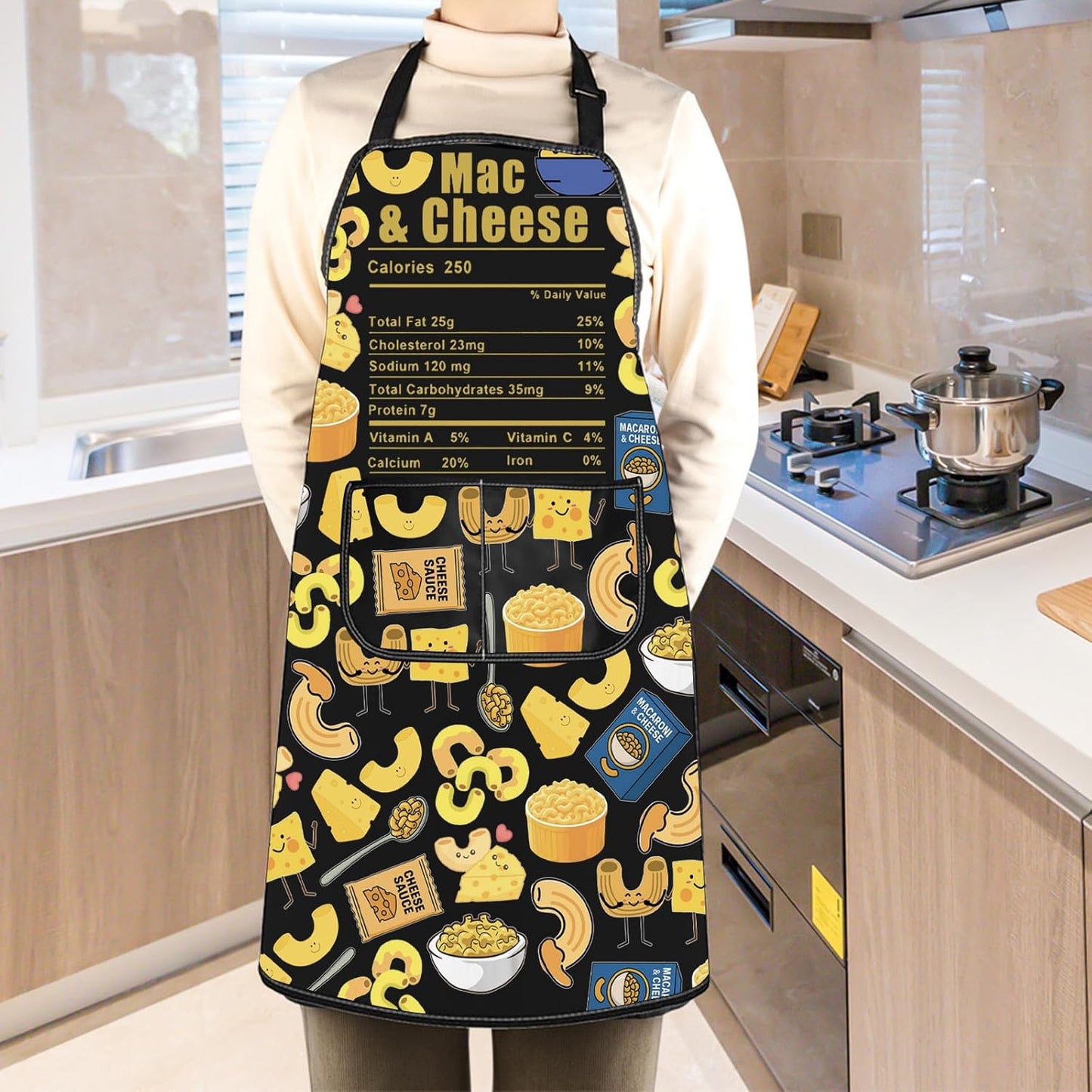 WCGXKO Mac & Cheese Kitchen Apron Macaroni And Cheese Gift Food Themed