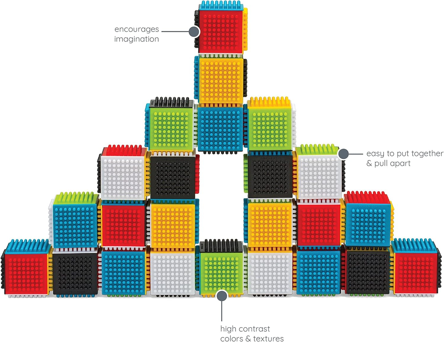 Infantino Press & Stay Sensory Blocks for Babies Age Grade 12m+, 24-Piece Set, Multicolor