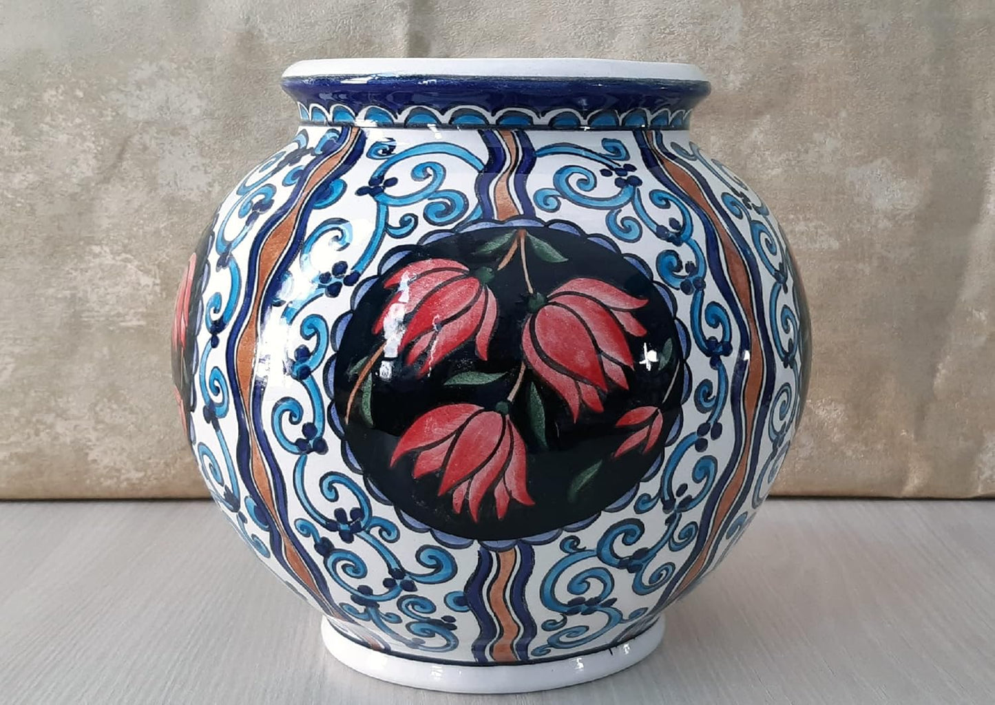 Handmade Ceramic Planter Pot, Decorated Planter Pot, Handmade Planter 