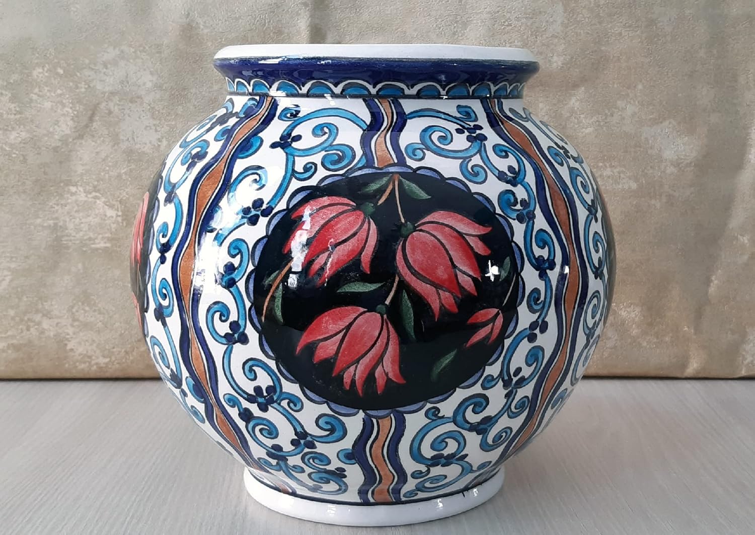 Handmade Ceramic Planter Pot, Decorated Planter Pot, Handmade Planter 