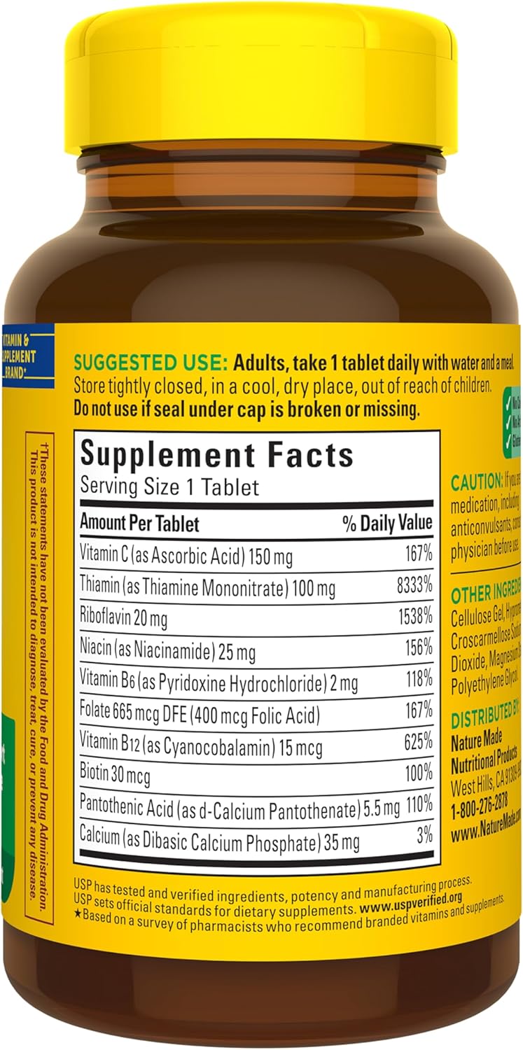 Nature Made Super B Complex with Vitamin C & Folic Acid, B Complex Vit