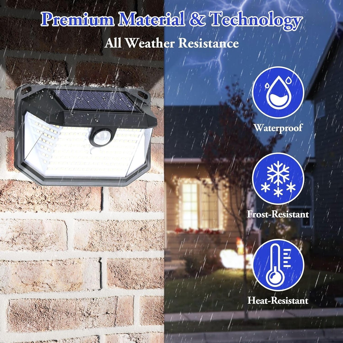 Solar Outdoor Lights, 2-Pack Super Bright 178 LEDs Motion Sensor Wall 