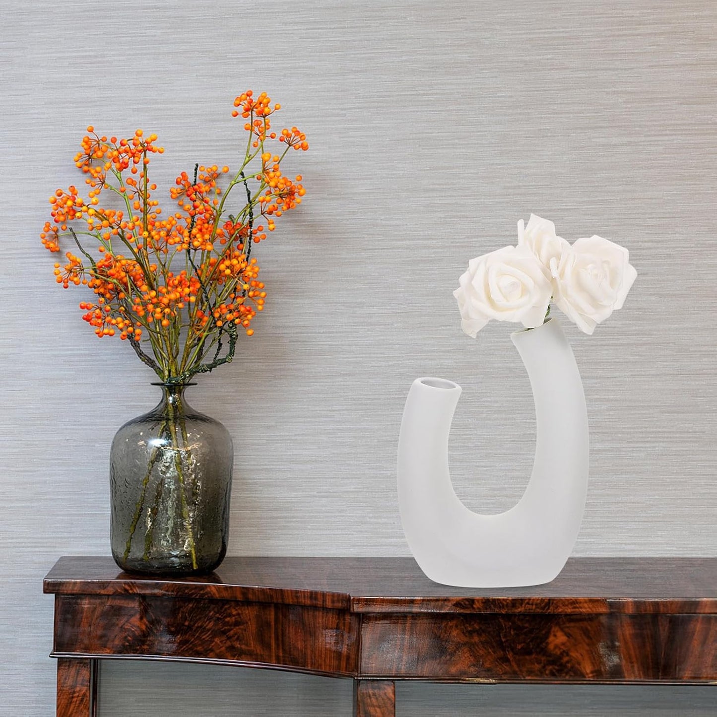 Ceramic Flower Vase White Solid Floral Pot Modern Home Decor Planter for Dried Flowers