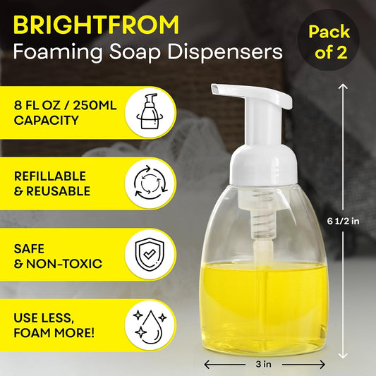 BRIGHTFROM Foaming Soap Dispenser Pump Bottles, BPA Free Empty Refilla