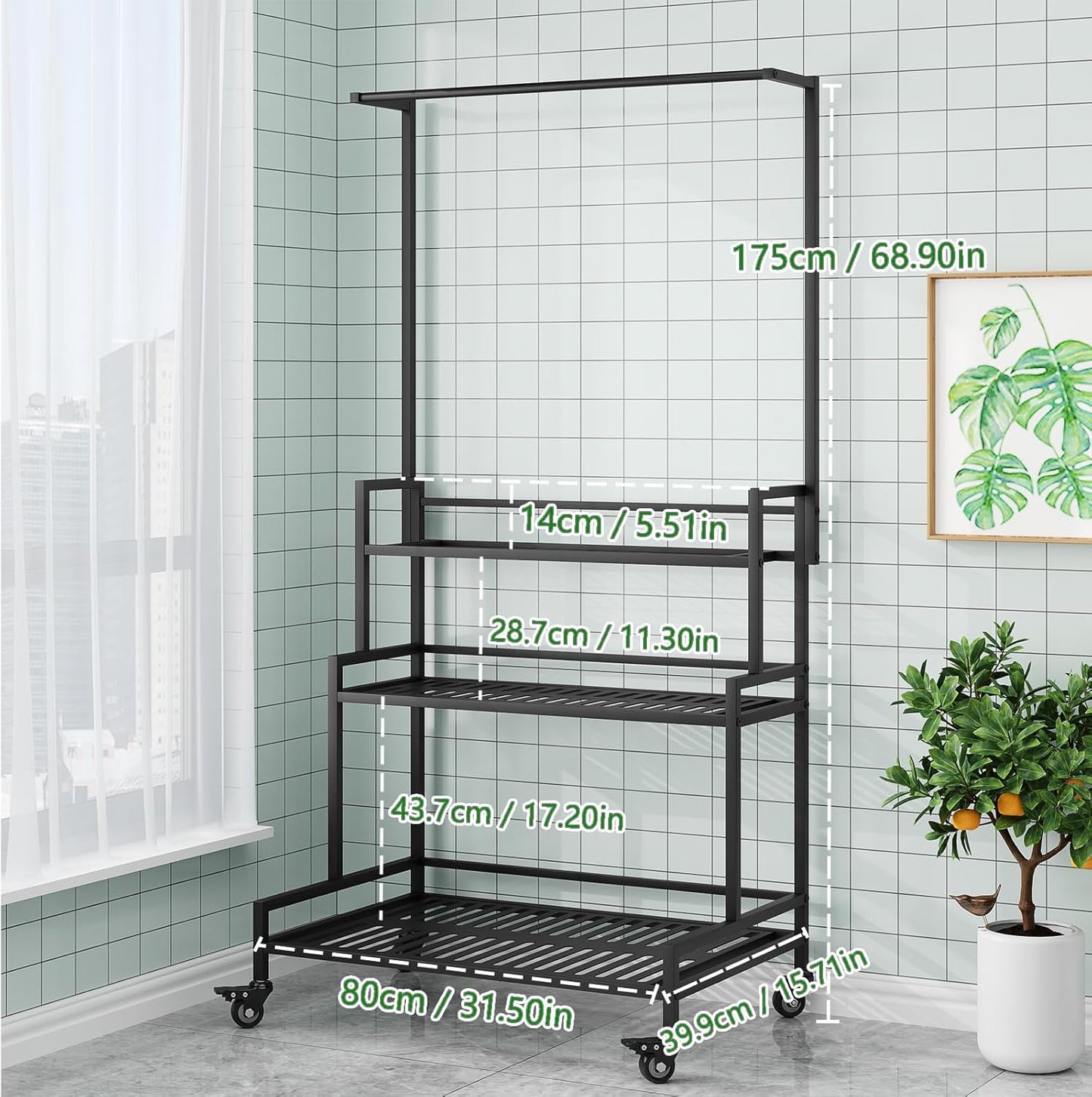 YIZAJIA Plant Stand Indoor 3 Tier Metal Outdoor Tiered Stands Shelf Wi