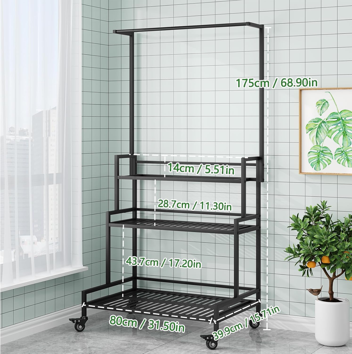 YIZAJIA Plant Stand Indoor 3 Tier Metal Outdoor Tiered Stands Shelf Wi