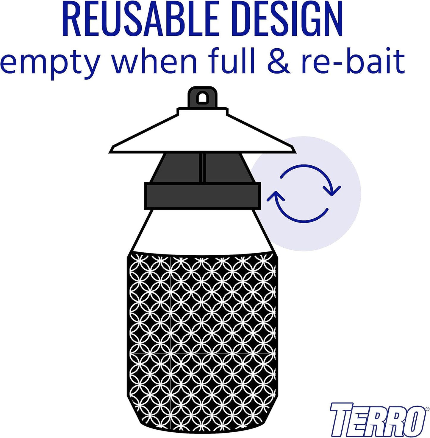 TERRO T380 Outdoor Reusable Fly Magnet Fly Trap - Poison Free Trap wit