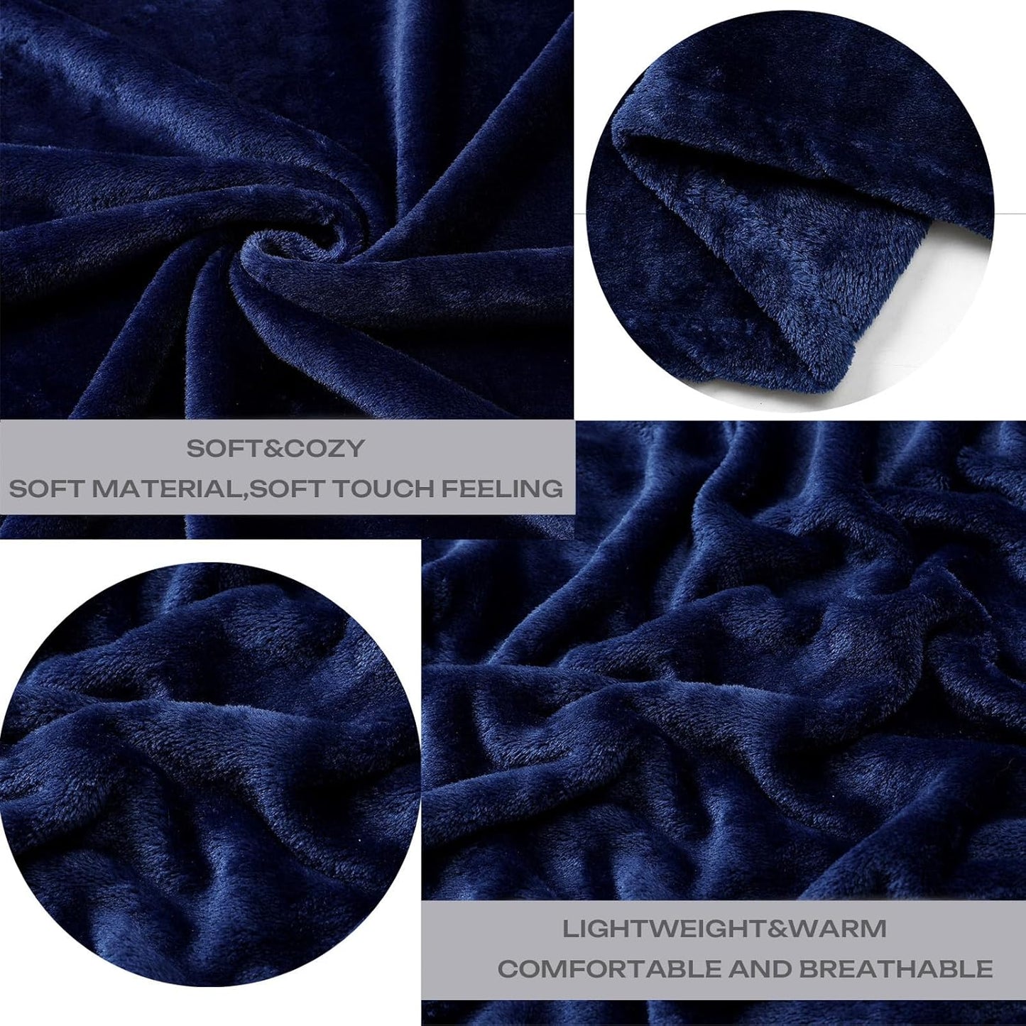 Fleece Plush Throw Blanket Navy Blue(50 by 60 Inches),Super Soft Fuzzy