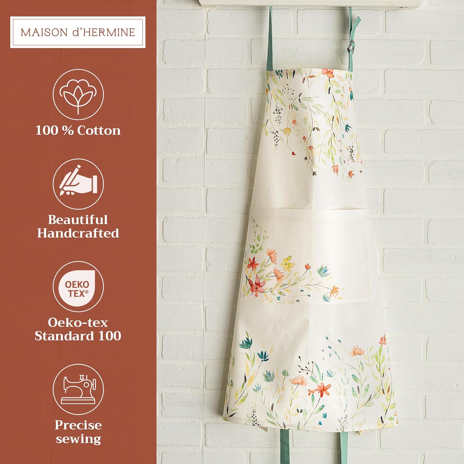 Maison d' Hermine 100% Cotton Apron for women with Pocket Kitchen Chef