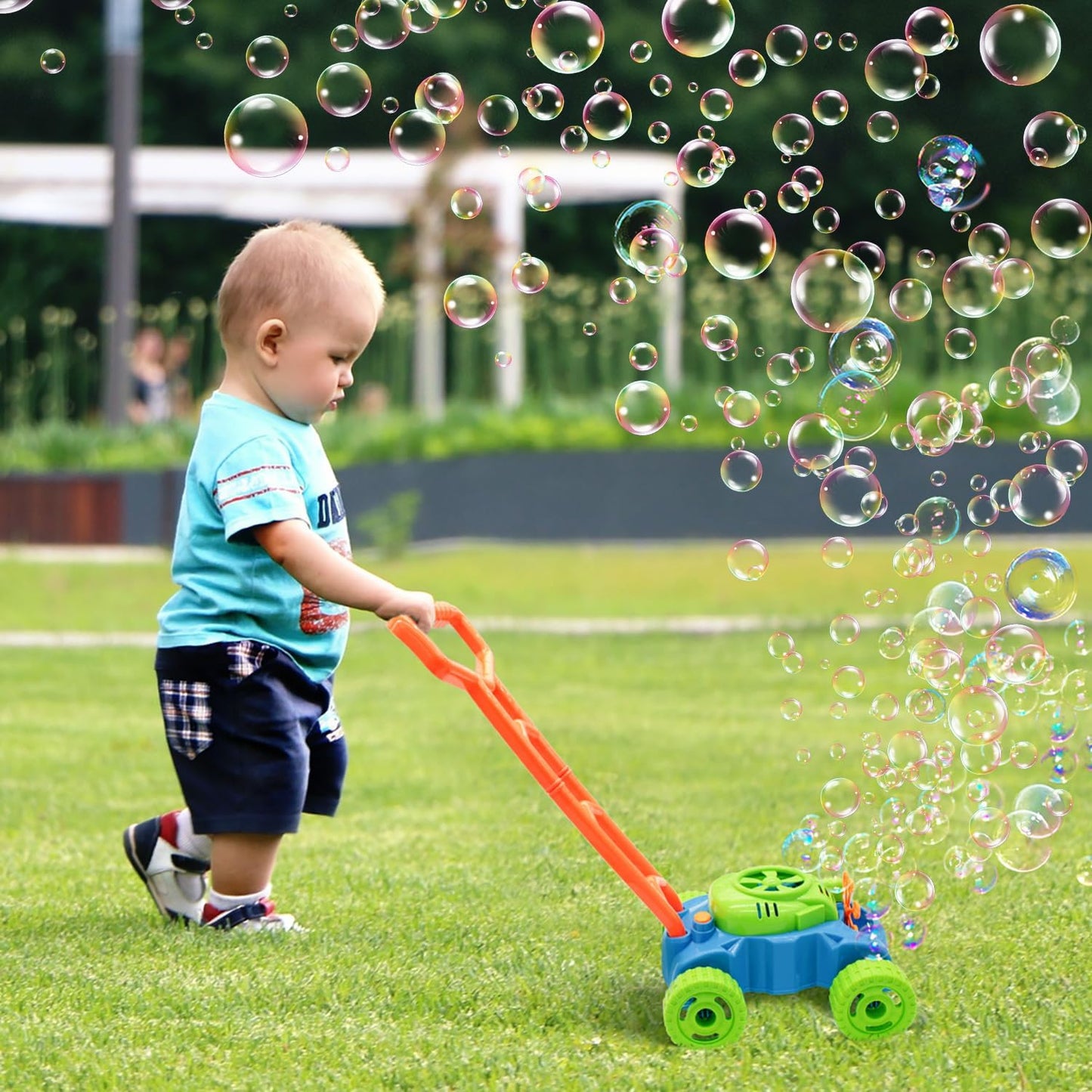Lydaz Bubble Lawn Mower for Toddlers 1-3, Kids Bubble Machine for 1-Ye
