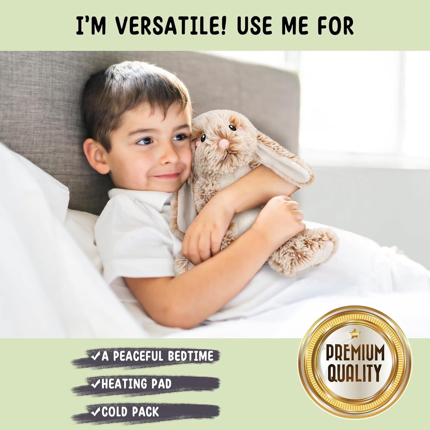 Bunny Microwavable & Weighted Stuffed Animals - 1.5 Lbs Unscented Heat