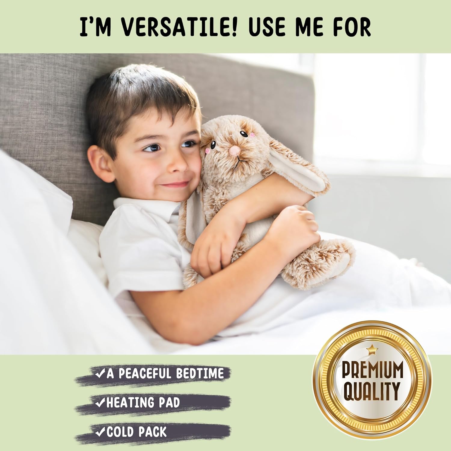 Bunny Microwavable & Weighted Stuffed Animals - 1.5 Lbs Unscented Heat