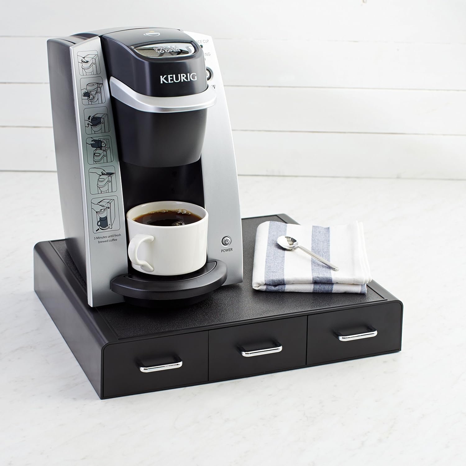 Amazon Basics K-Cup Compatible Coffee Pod Storage Drawer, 3 Easy-Open 