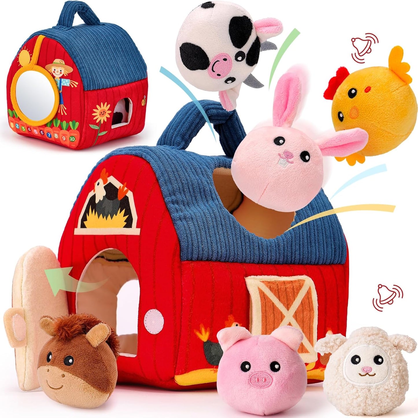hahaland Baby Toys 6-12 Months - Surprise Barn Stuffed Farm Animals, R