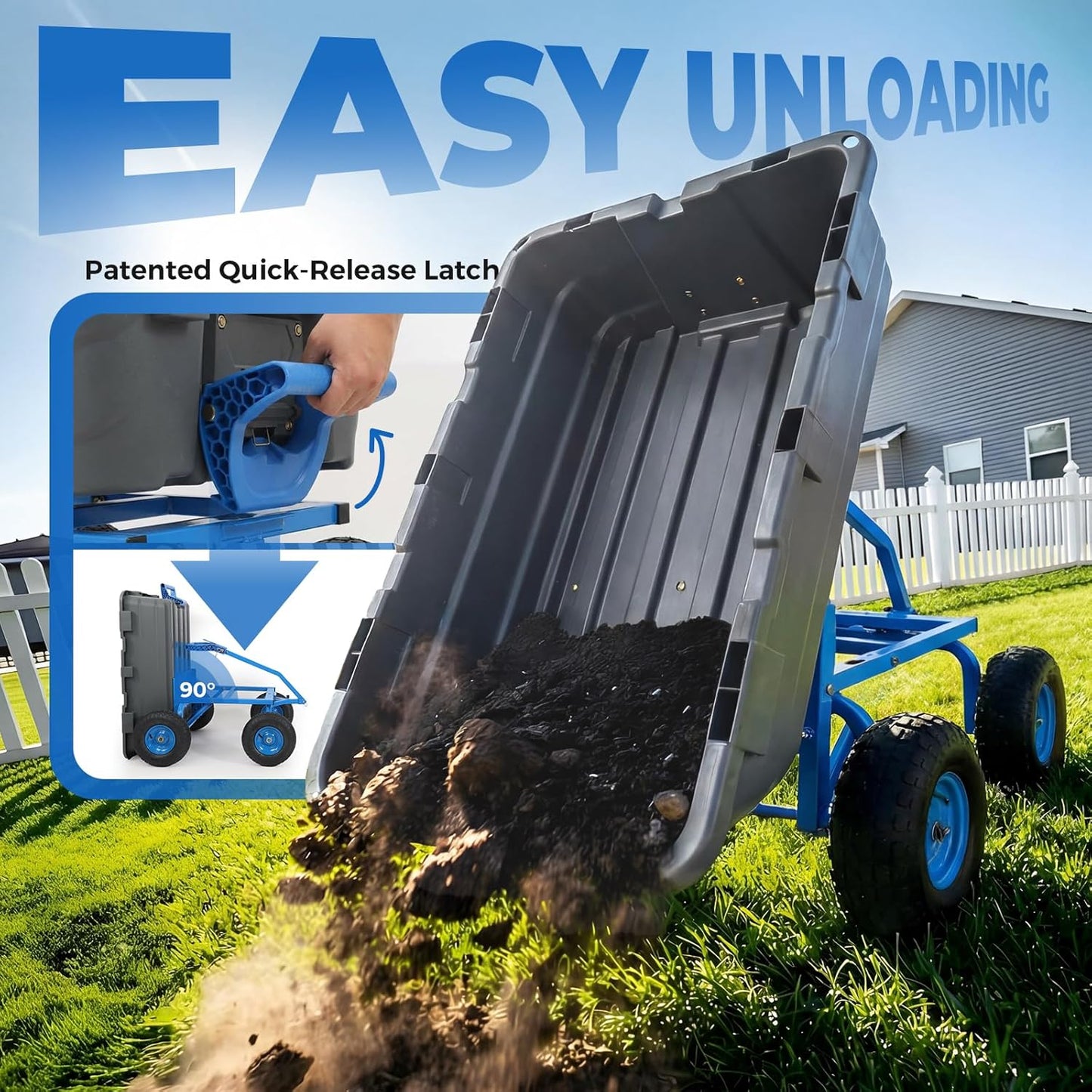 Sekey 1000lbs Garden Dump Cart for Seniors, Capacity Yard Wagon with R