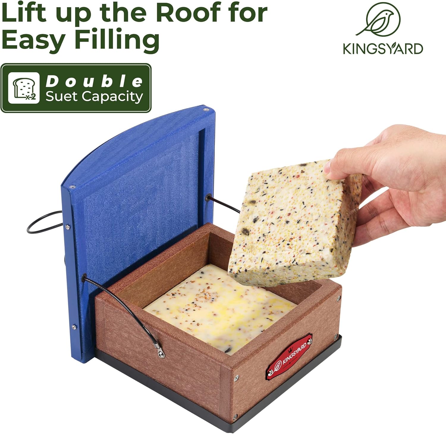 Kingsyard Upgraded Upside Down Double Suet Feeder with Metal Weatherpr