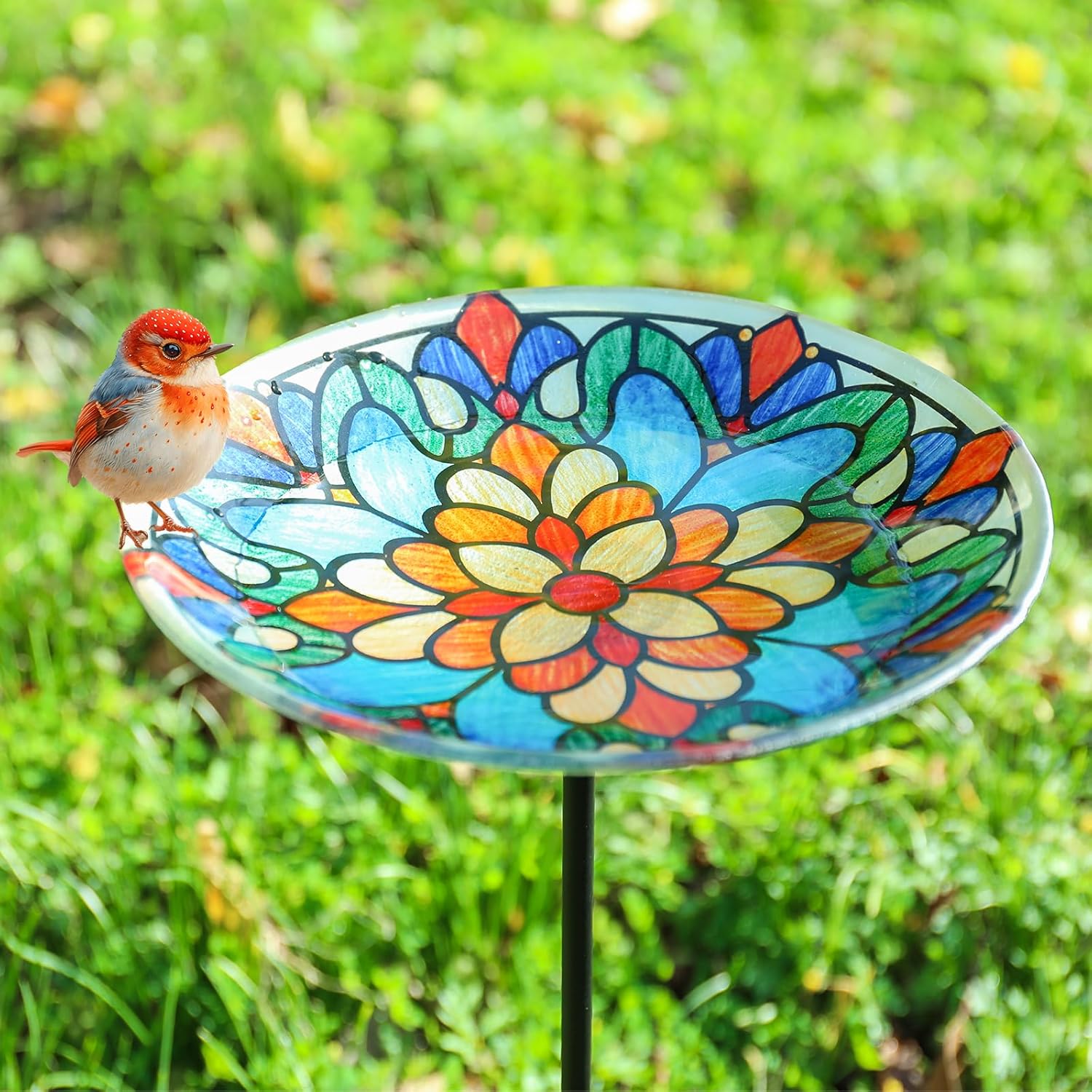 Bird Baths for Outdoors, Glass Birdbaths Outdoor Garden Birdfeeder wit
