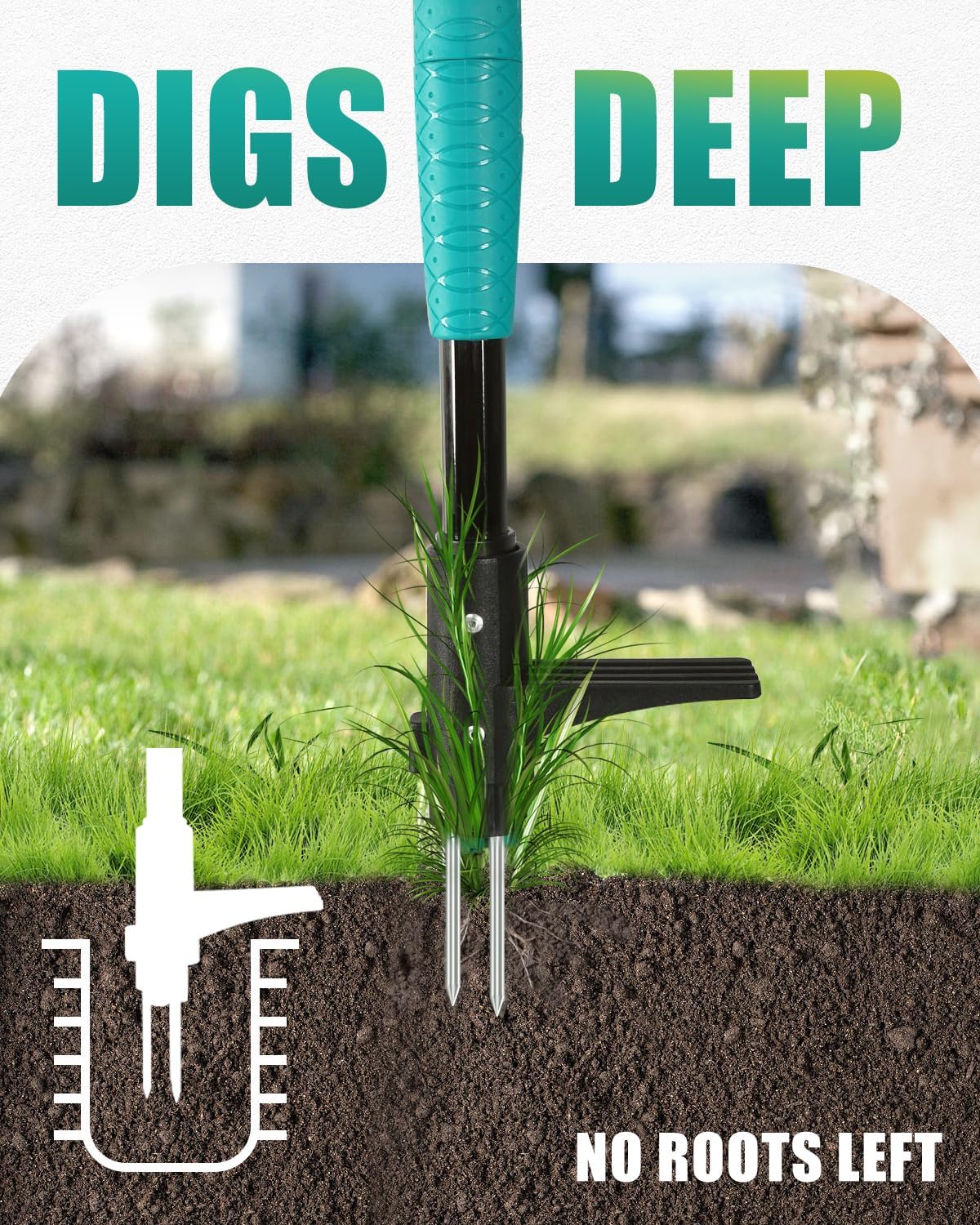 Breeze Touch 39" Weed Pulling Tool, 3-Claw Detachable Weed Puller Tool