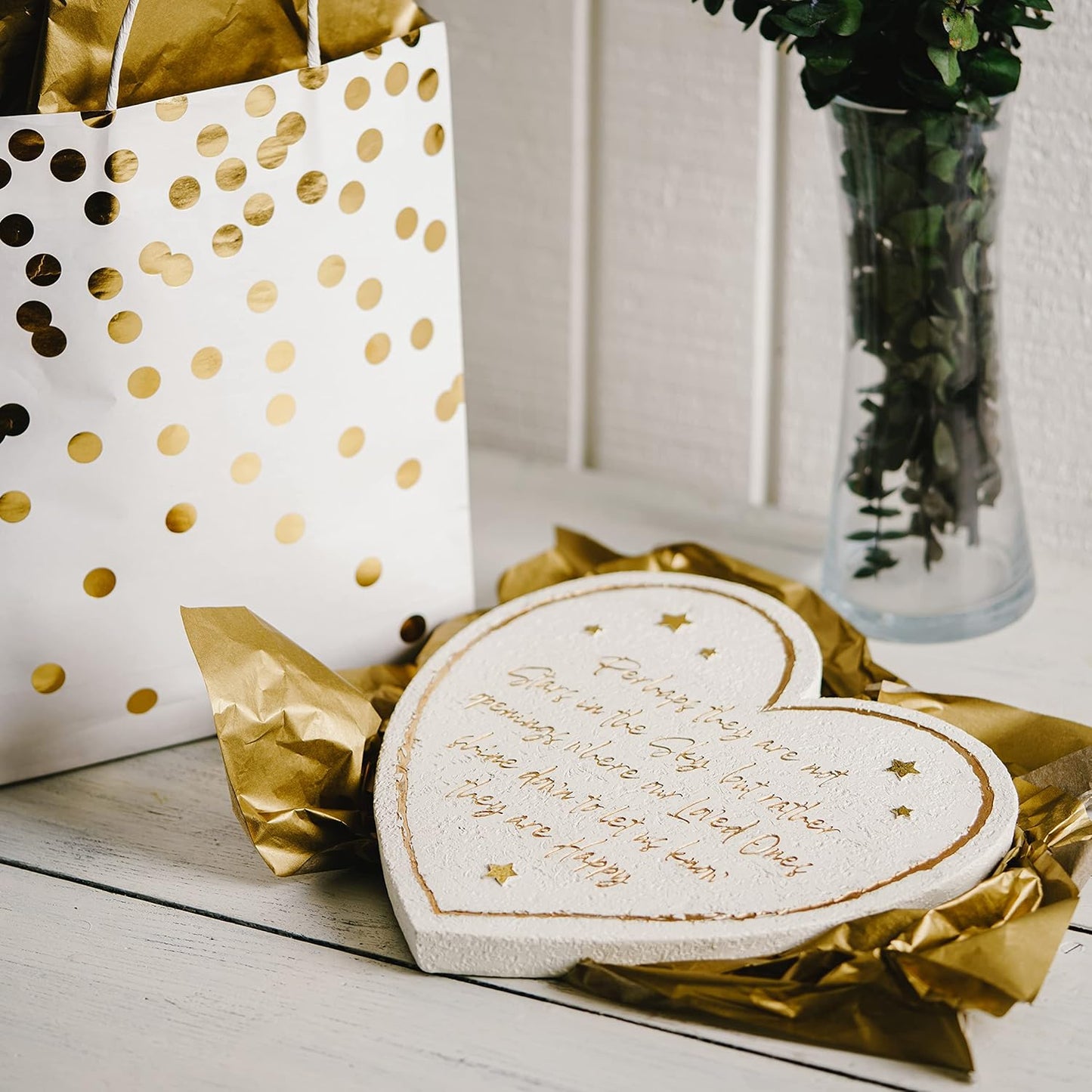 Pavilion Gift Company - Stars in The Sky - 11 Inch Heart Shaped Memorial Resin Garden Stone