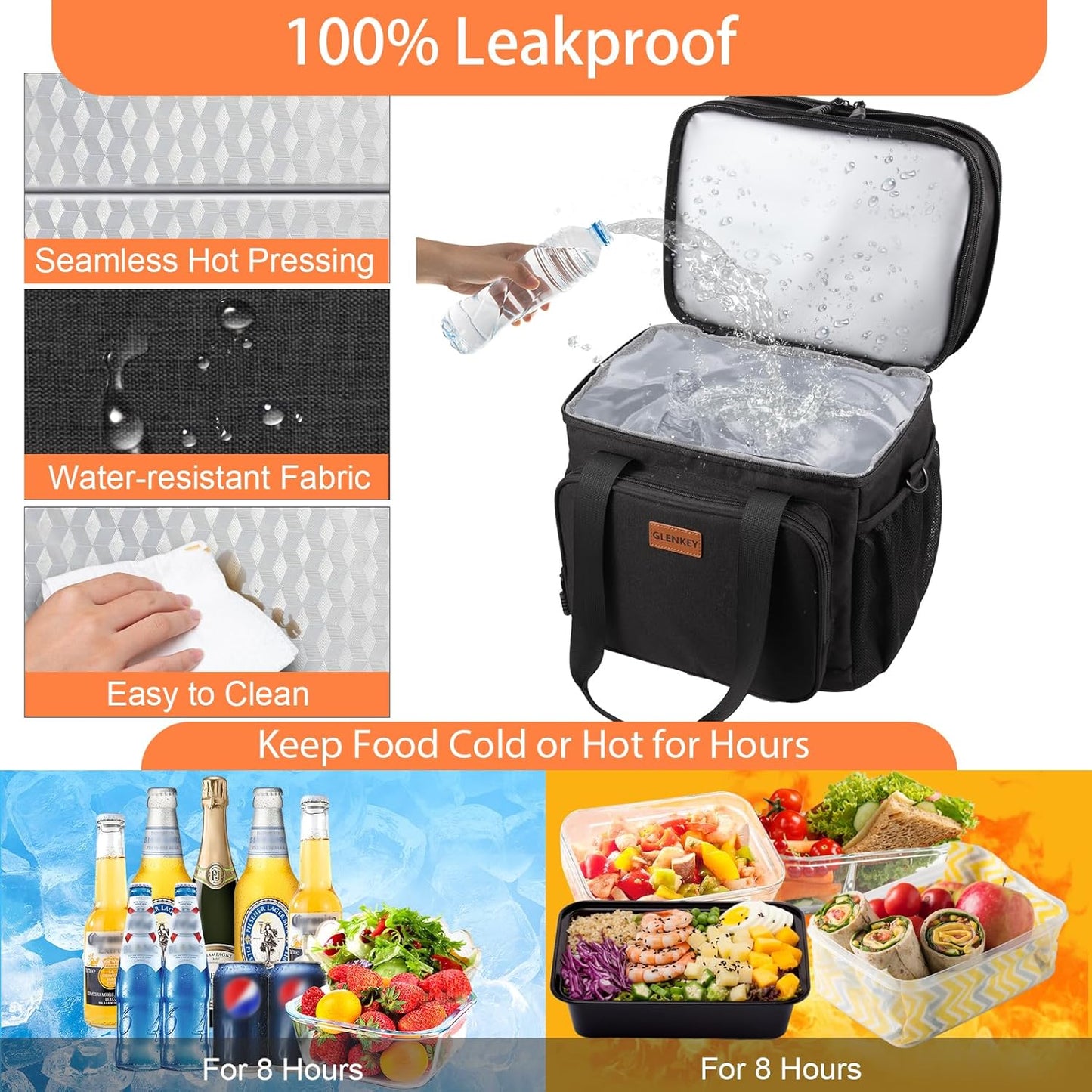 Expandable Insulated Large Lunch Box, Double Deck Heavy Duty Durable L