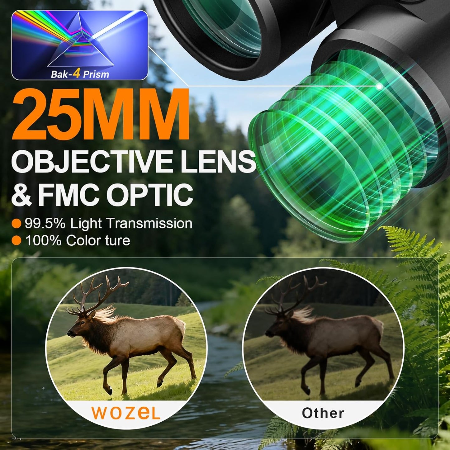 20x25 Compact Binoculars for Adults and Kids - WOZEL HD Small Binocula