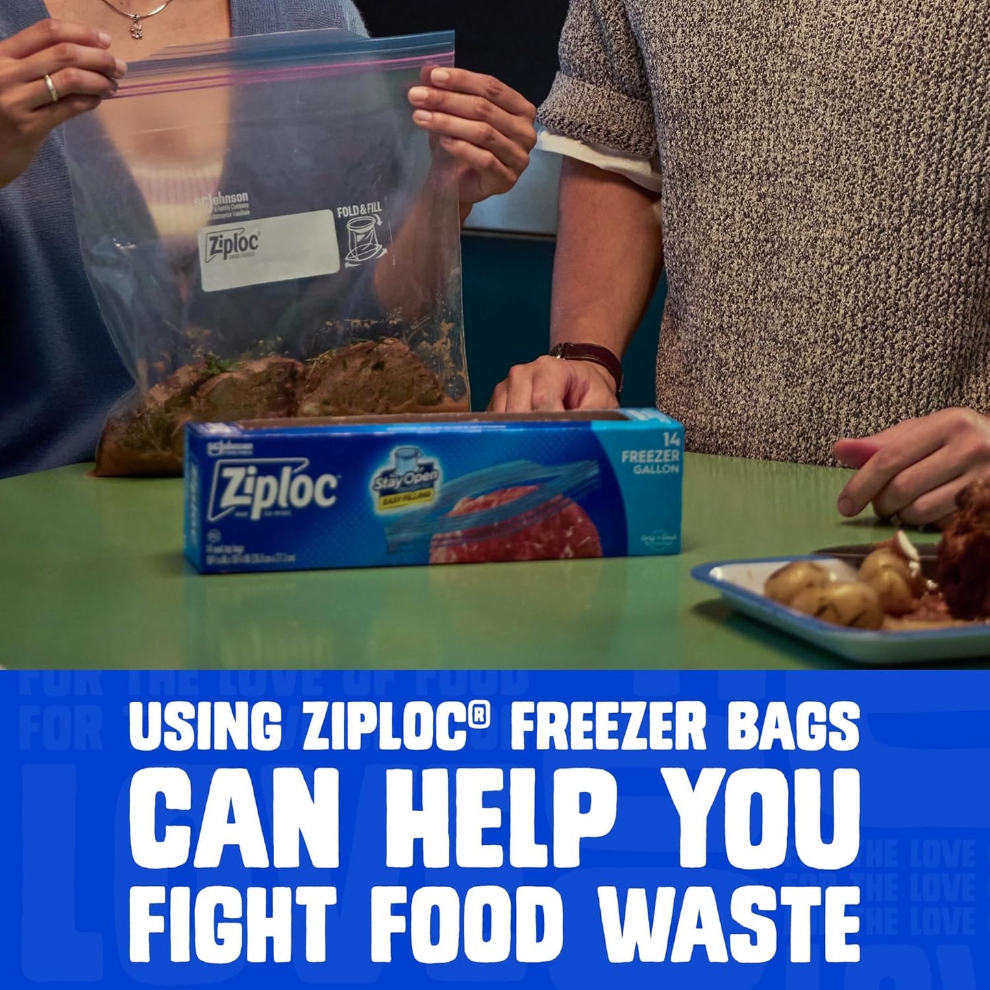 Ziploc Gallon Food Storage Freezer Bags, 132ct Total, Stay Open Design