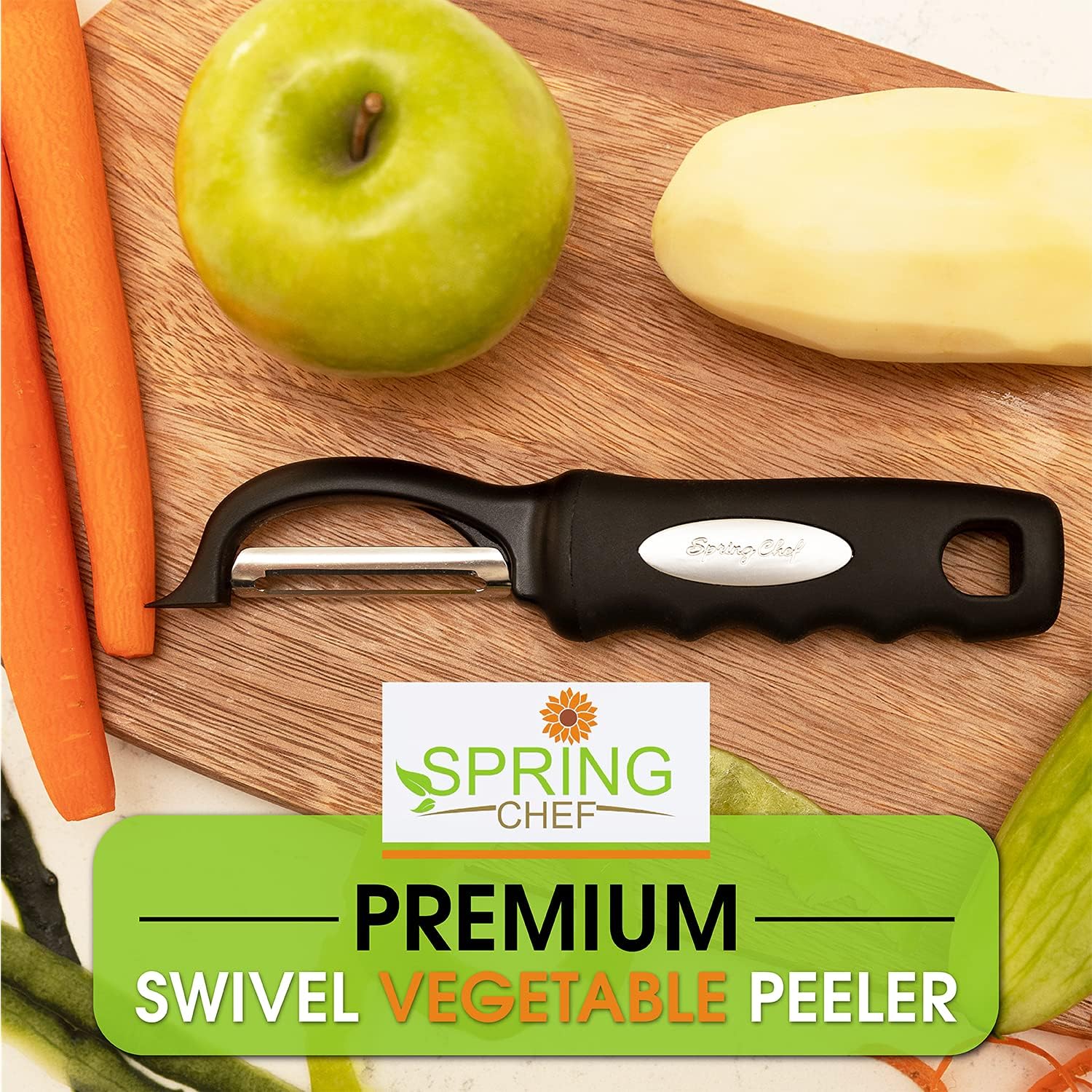 Spring Chef Premium Swivel Vegetable Peeler, Soft Grip Handle and Ultr