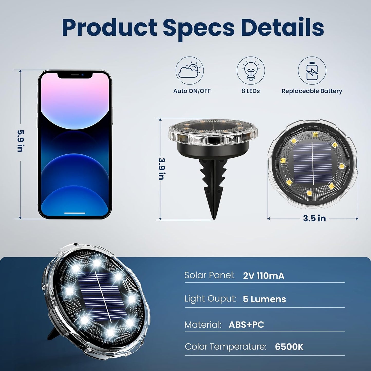 SOLPEX Solar Ground Lights 12 Pack, Solar Pathway Lights Outdoor Water