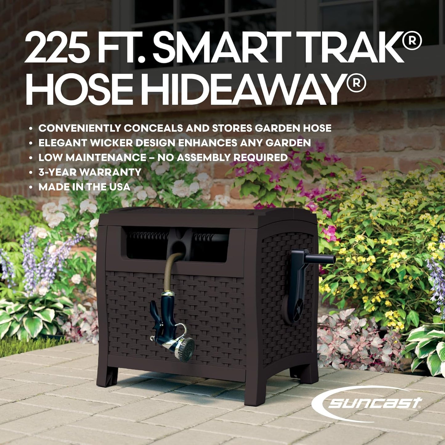 Suncast Hose Reel with Smart Trak Hose Guide, Water-Tight Connection, 